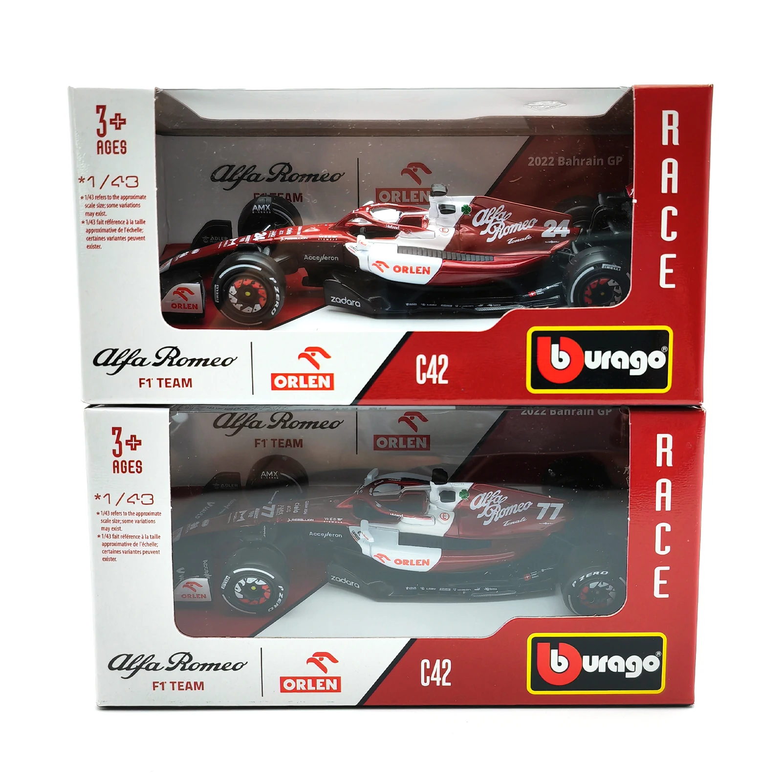 Bburago 1:43 2022 F1 Alfa Romeo Racing Team C42 #24 Guanyu Zhou #77 Valtteri Bottas Alloy Car Die Cast Car Model Toy Collection 5