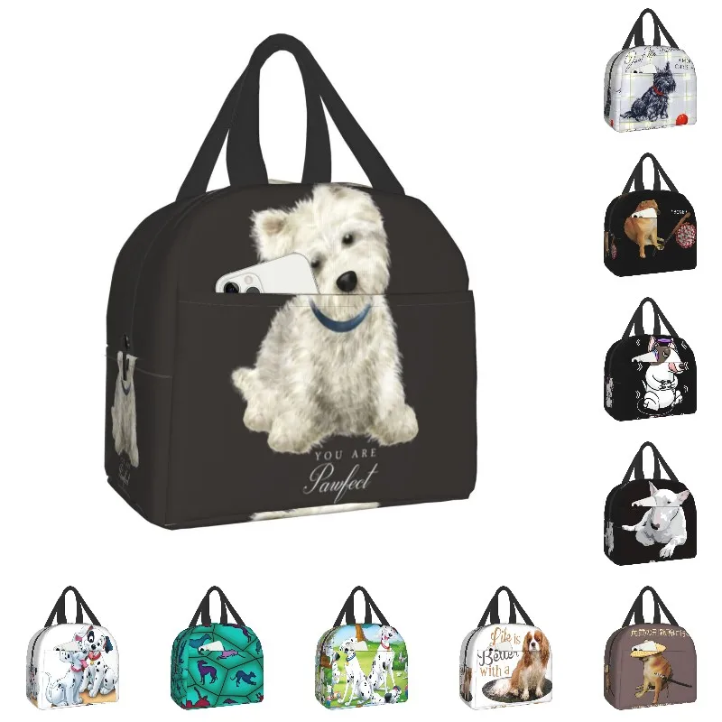 

Cute West Highland White Terrier Dog Insulated Lunch Bag for Women Resuable Westie Puppy Cooler Thermal Lunch Box Camping Travel