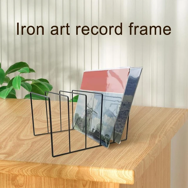 Brass Plated Metal Wire Wall Mounted Vinyl LP Record Storage Holder, Album Display Rack, Set of 2