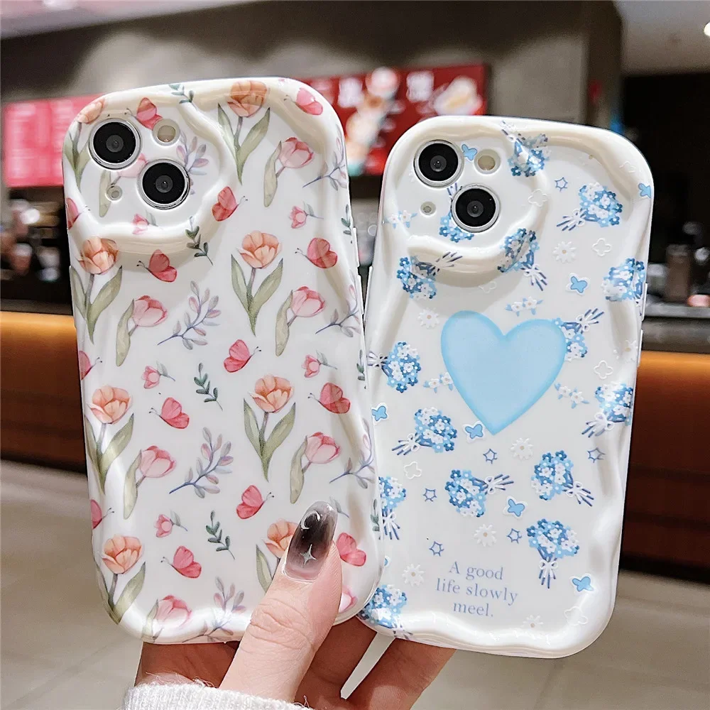 Flower Soft Silicone 3D Wavy Edge Phone Case Cover