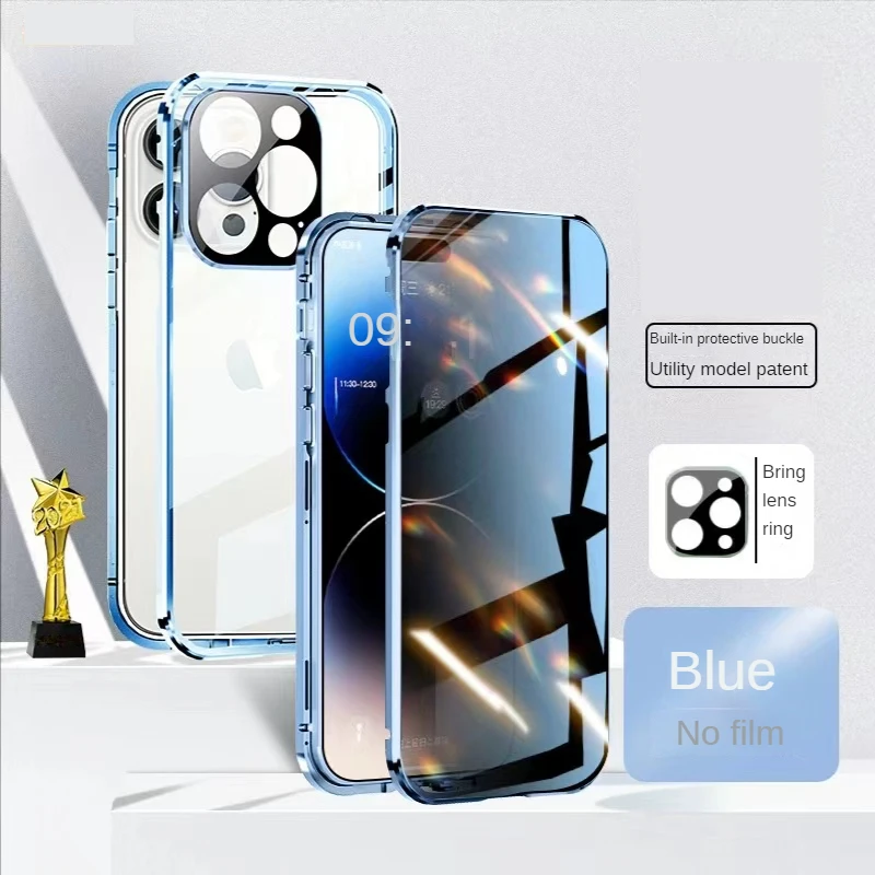 

New Ultra-thin Magnetic Glass Fall Proof Double Lock All Inclusive Phone Case for IPhone15 13 12 14 Pro Max Plus Protective Case