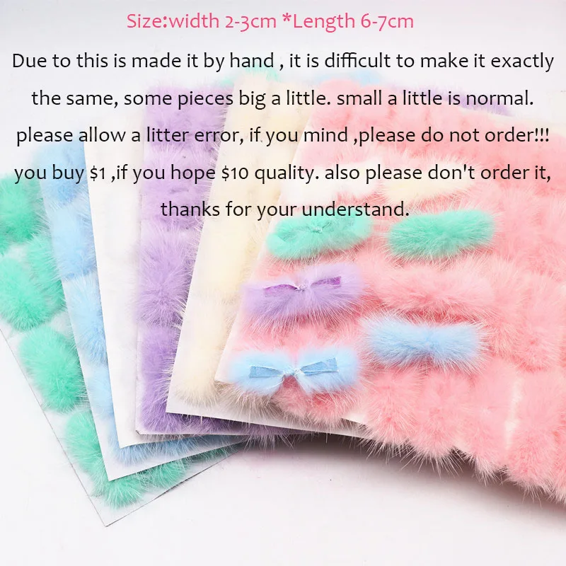 Craft Supplies Pom Poms Craft Supplies 5pcs Mink Pompom Bowknot 2cm*6cm High-Grade Mink Hair Fur Pompon Handmade Bow Sheet DIY Make Bow Tie Accessories Apparel Patch
