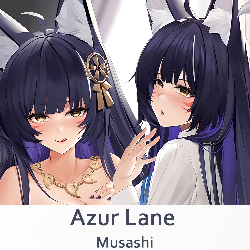 

Anime Game Azur Lane Musashi Dakimakura 2WAY Peach Skin Hugging Body Pillow Case Otaku Pillowcase Cushion Cover