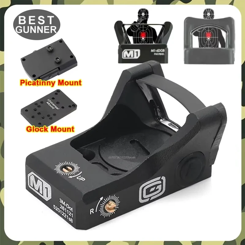 M1 Topless Red Green Dot Reflex Sight 3 MOA Dot red dot sight For Glock Pistol Rifle Hunting Sight W/ 20MM Picatinny Mount R*R Tactical Gear
