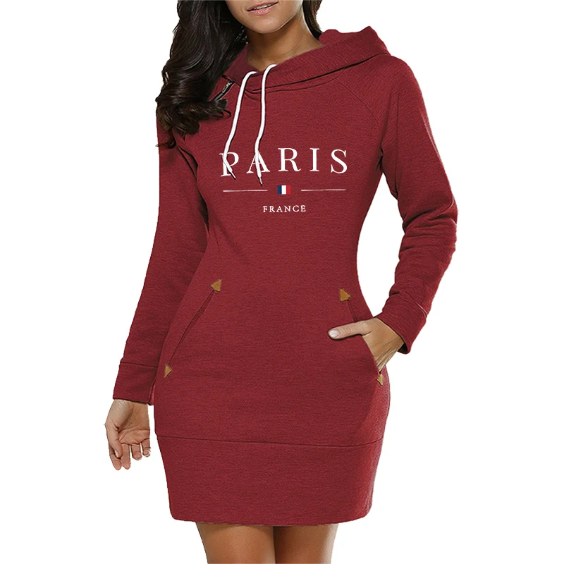 Paris Print Hooded Dress Top 4