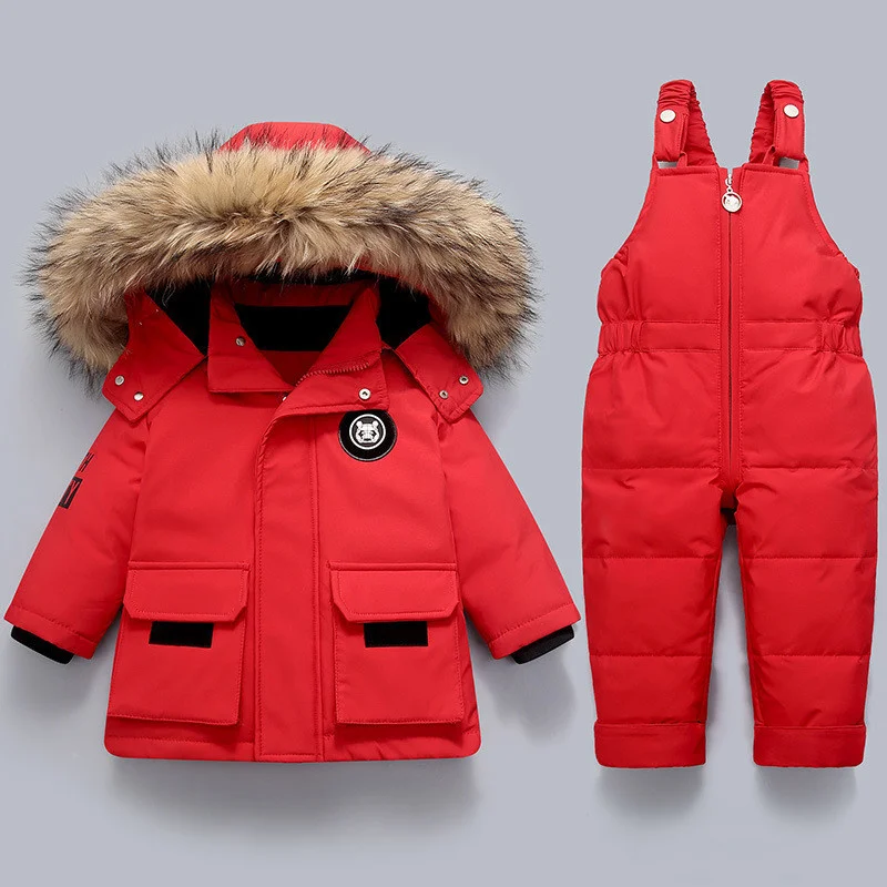 Kids Winter Warm White Duck Down Jacket Toddler Girls Overalls Baby
