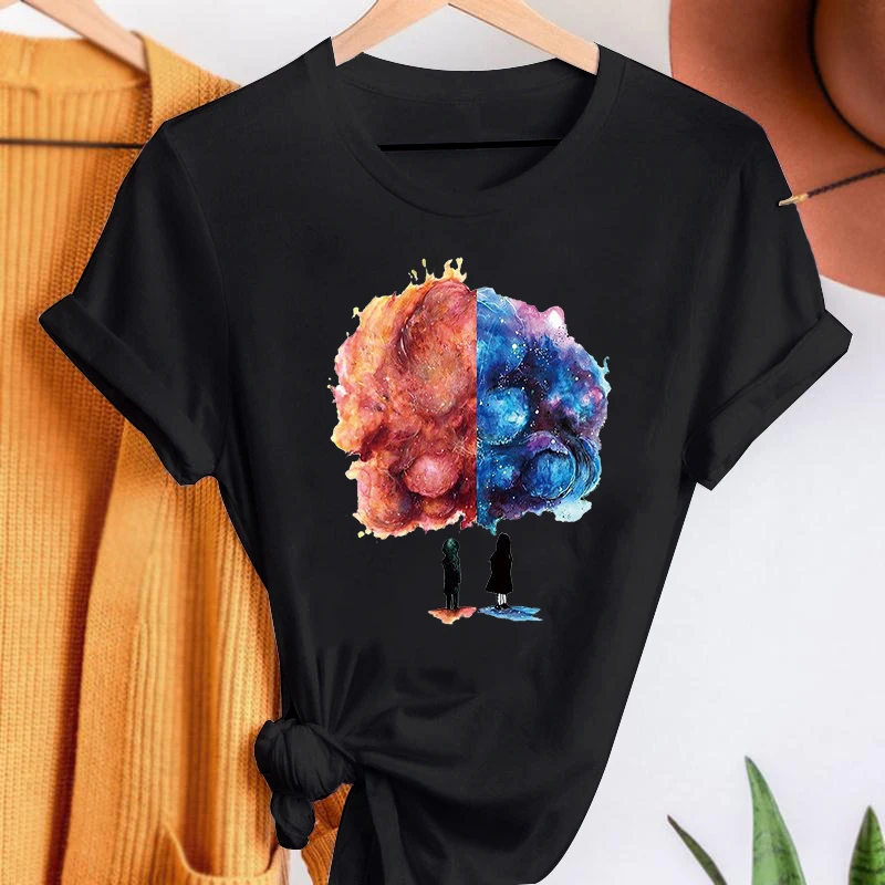 

Summer 2022 New T-shirt for Lady Harajuku Color Graphic Tops Tshirt Women Funny Trend Short Sleeve Summer Kawaii T Shirt Femme