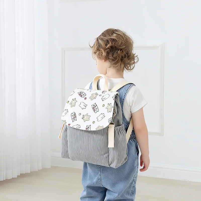 Zaino per Bambini in Corduroy, Borsa Scolastica per Asilo, Zaino Antismarrimento per Bambini di 1-2 Anni - immagine 4