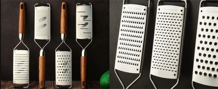 LMETJMA Cheese Grater with Natural Wood Lemon Handle Stainless Steel Zester Grater Kitchen Citrus Zester Tool For Ginger JT259