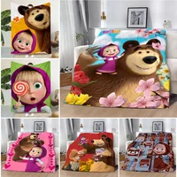 M-Masha And The B-Bears Printed Blanket Picnic Blankets Warm Blanket Soft and Comfortable Blanket Home Travel Birthday Gift 1
