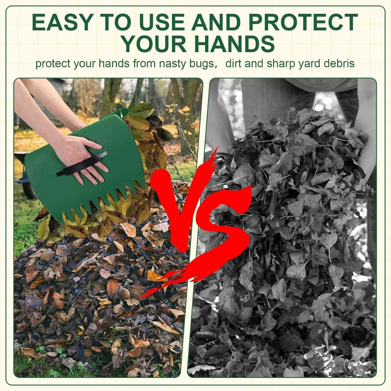 1 Pair Leaf Hand Rakes Leaf Collector Rubbish Pick Up for Yard Garden Cleaning Collector Waste Rubbish Grabber Garden Yard 4