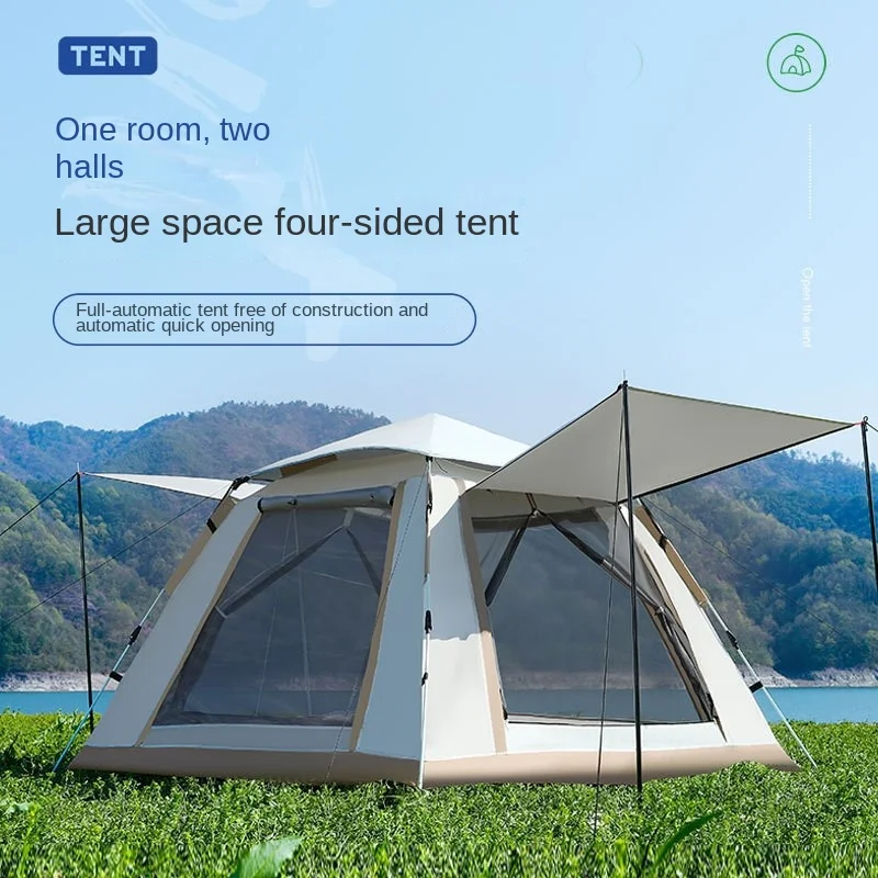 Tent Canopy Camping For 3-4 People Foldable Portable Fully Automatic Quick Opening Sunshade Rainproof Park Camping Outdoor Tent
