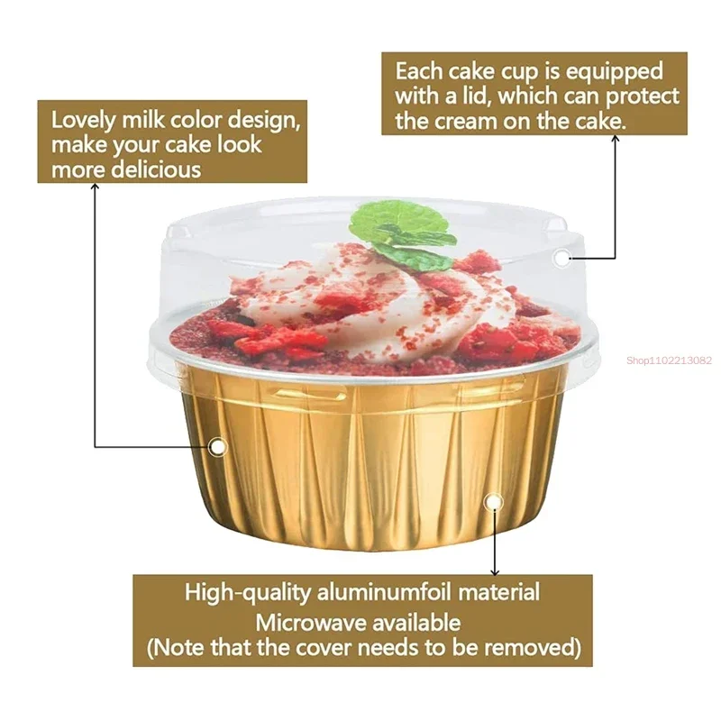 50pcs Aluminum Foil Ramekins & Cupcake Baking Cups with Lids 3
