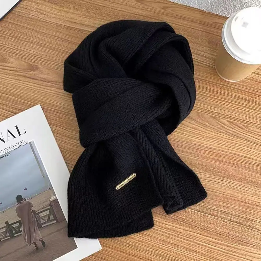 Winter Warm Solid Color Cross Scarf High Quality Woolen Knit Scarf Thicken Neckerchief Neck Guard Shawl Neck Scarf Neck Warmer