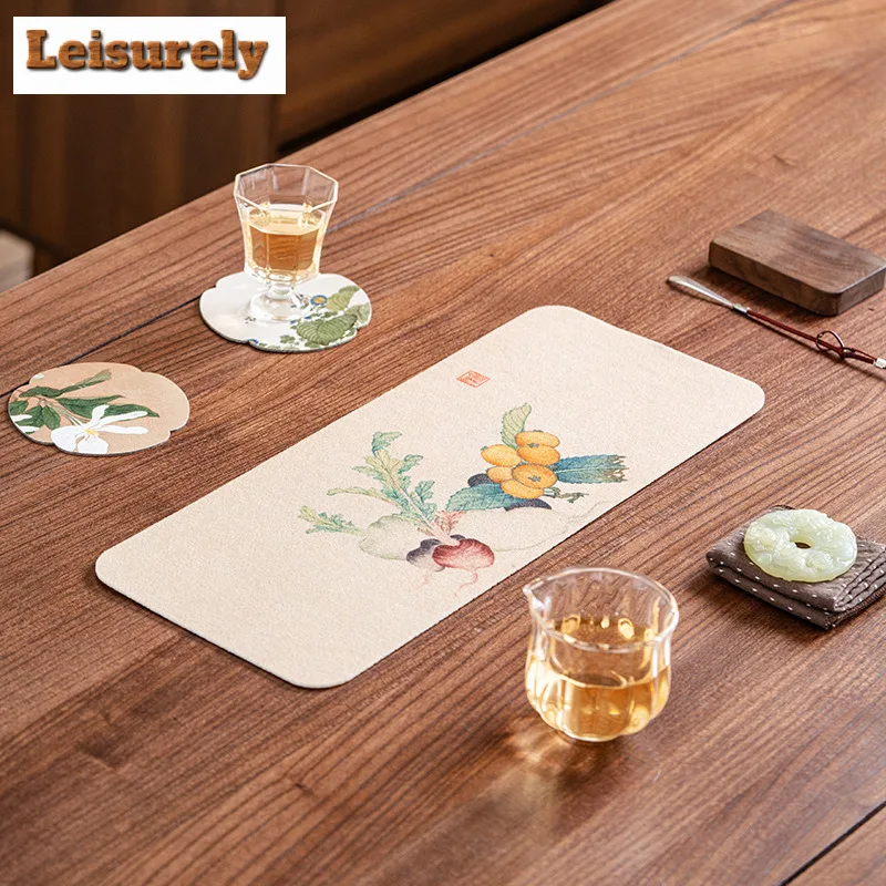 Miscellaneous Vegetables Rectangle Tea Table Mats Luxury Drink Coaster Household Dinner Table Cloth Mat Tea Ceremony Ornaments