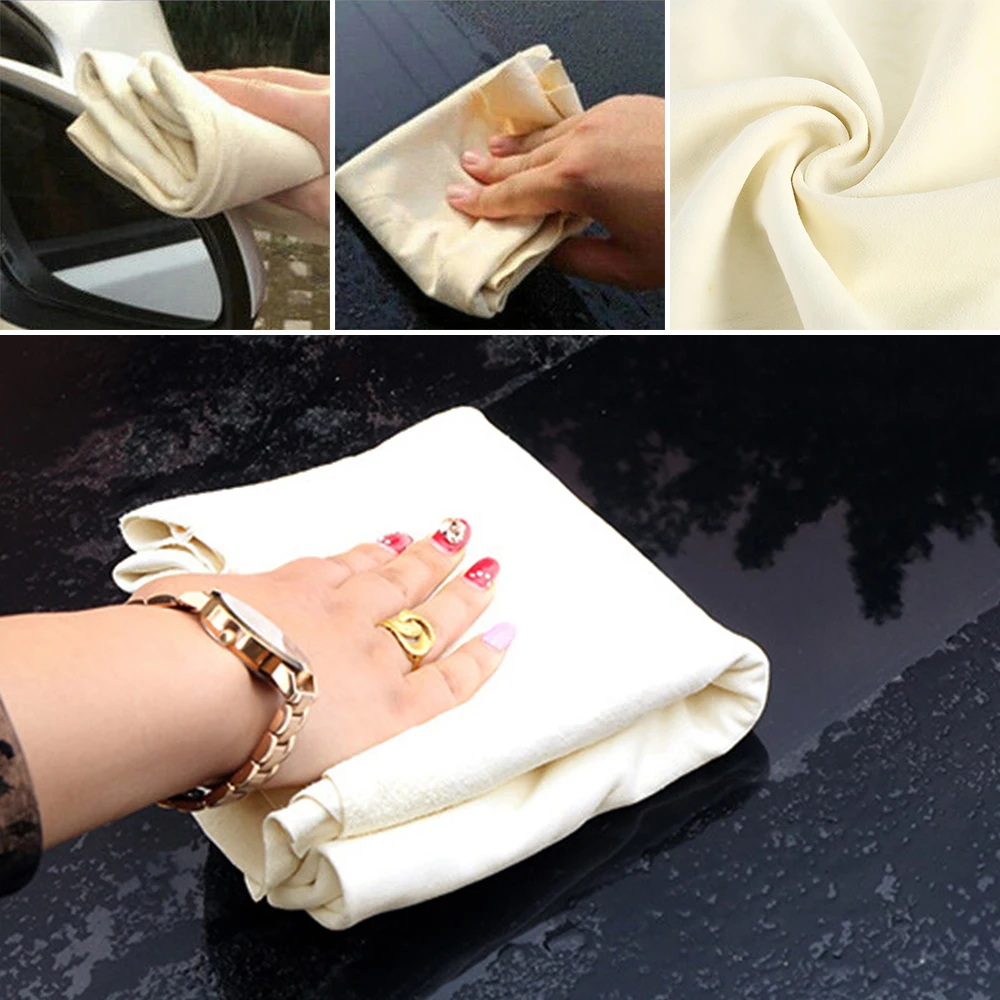 Car Natural Chamois Free Shape Clean Genuine Leather Cloth Suede Ultra Absorbent Quick Dry Towels for Car Wash Cleaning Cloth 3