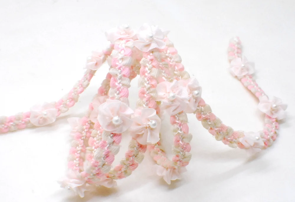 2 Yards Woven Rococo Ribbon Trim Rose Flower Buds Decorative Floral Ribbon Scrapbook Materials Clothing Craft Supplies