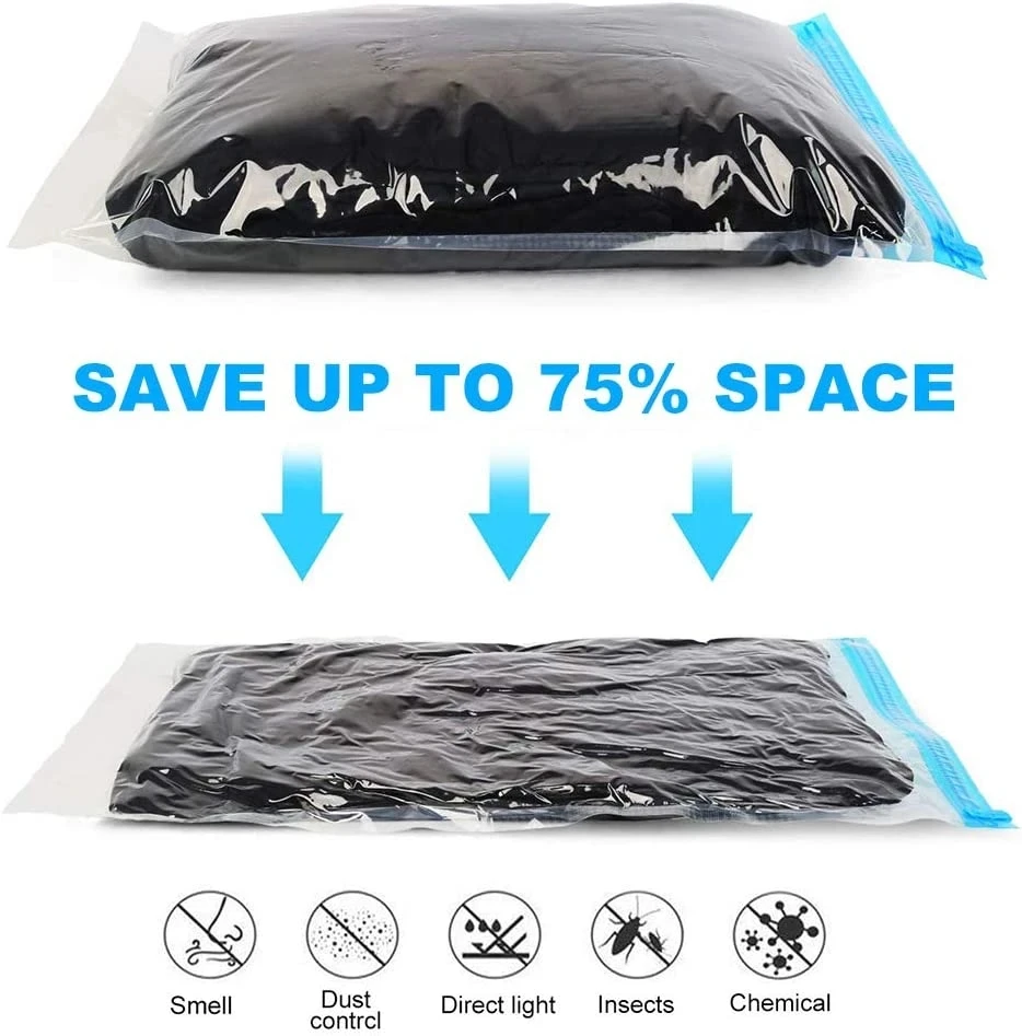 Vacuum Travel Compression Bags for Clothes - Space-Saving Roll-Up Pack