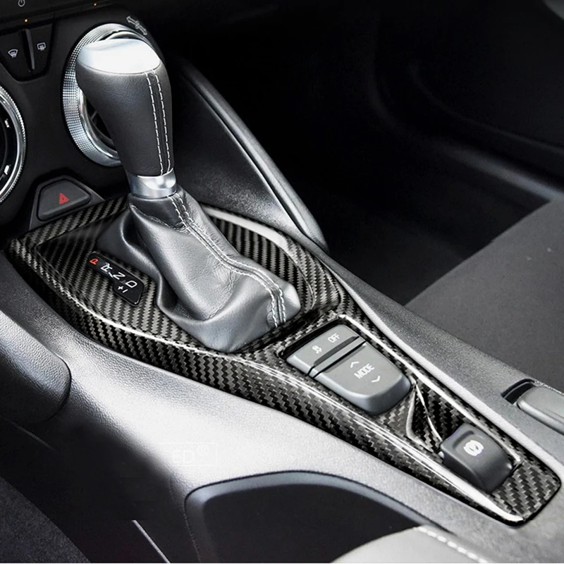 Carbon Fiber Car Gear Shift Panel Cover Trim Sticker For Chevrolet Camaro 2016-2021 Real Carbon Fiber For Camaro Accessories