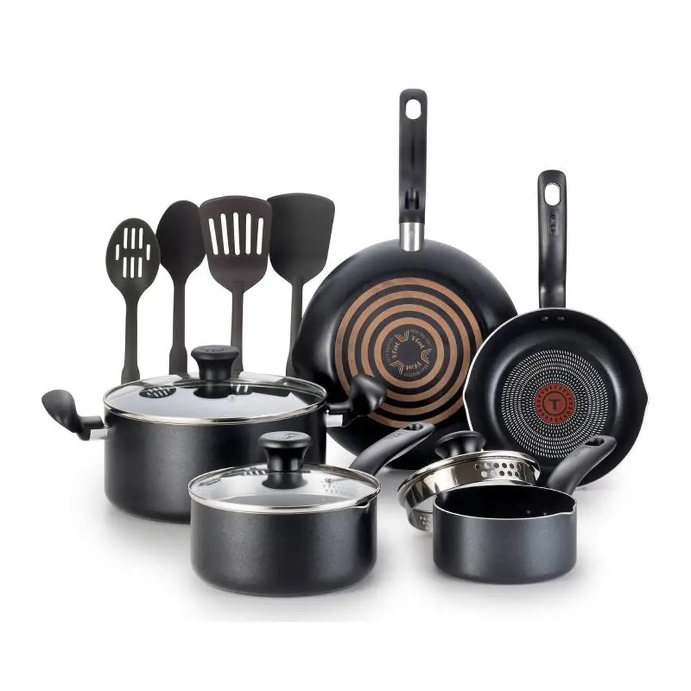 

T-fal 12 шт., Набор Антипригарной Посуды, угольно-черный цвет