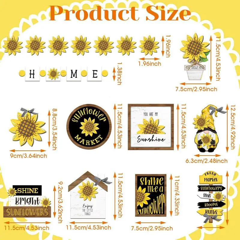 Summer Farmhouse Tiered Tray Decor 17pcs Summer Tiered Tray Decoration Set Sunflower Decor Summer Party Table Shelf Rustic Home 6