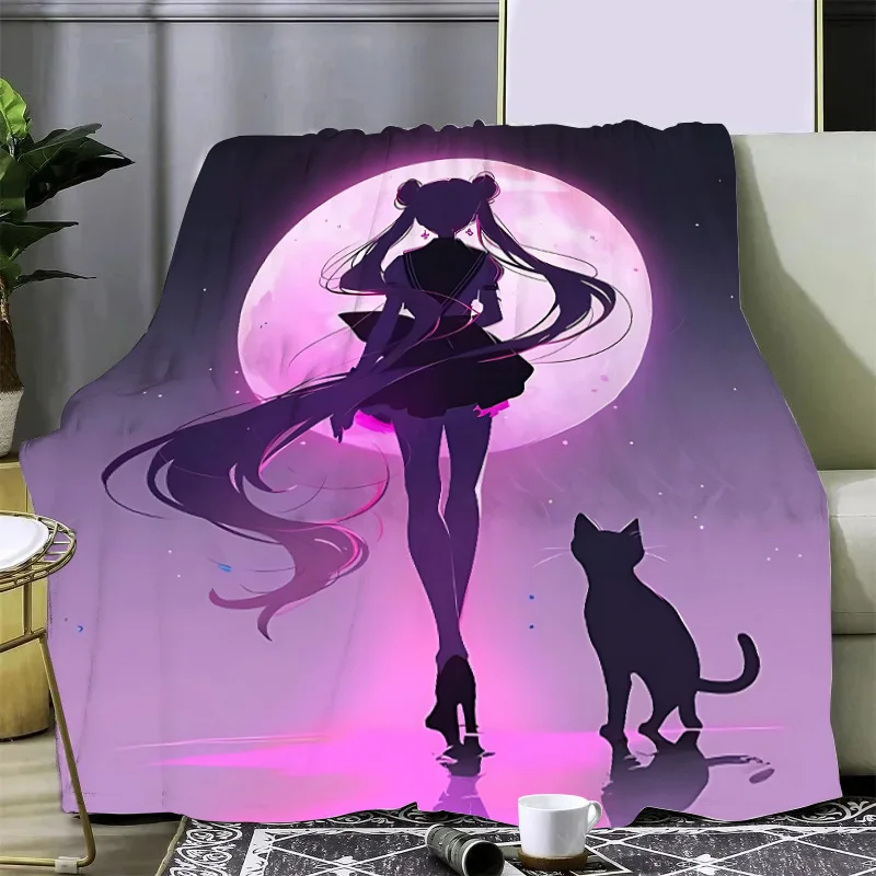 Japan Anime Cute Printed Blanket Picnic Blankets Warm Blanket and Comfortable S-Sailor M-MoonS Blanket Home Travel Birthday Gift 5