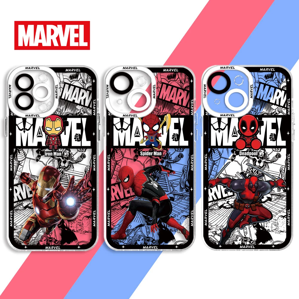 Marvel Iron Spider Man Funda Cover Case Per Apple Iphone 11 7 8 Xs Max 15 Plus Se 13 Mini Xr 14 Pro Max 12 Pro Silicone Trasparente