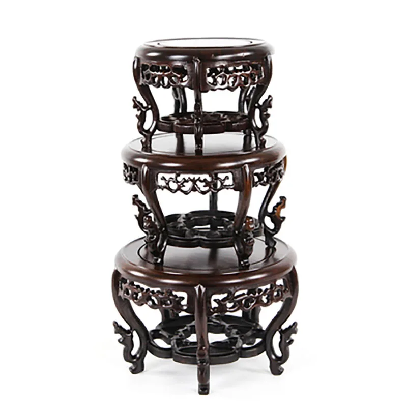 Round Redwood Handicraft Decoration Base, Creative Wooden Flowerpot Base, Multi Functional, Solid Color, Household Decoration