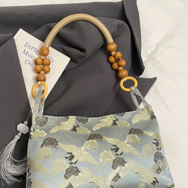 Borse a Spalla con Nappe Decorative Ricamate Stile Etnico Chiusura a Cerniera Filo da Cucito Nuova Collezione Primavera 2026 Borse da Donna di Tendenza - immagine 4