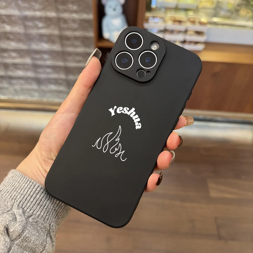 Cool Flame Art Jesus Phone Case For iPhone 16 11 15 14 13 12 Pro Max Christian Black Case Phone Case Christian Gift