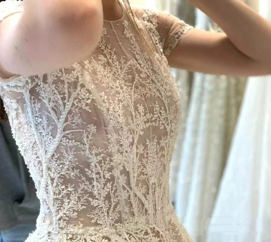 Bohemia Vintage Wedding Dresses O-Neck Short Sleeves Bridal Gowns Lace Appliques A-Line Robes Vestidos De Novia Customized 2025 2