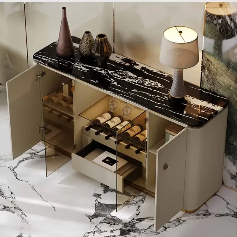 Light luxury dining cabinet, storage and storage, marble restaurant, high-end glass foyer cabinet