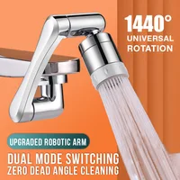 Stainless Steel Universal 1440°Swivel Robotic Arm Swivel Extension Faucet Aerator Kitchen Sink Faucet Extender 2Water Flow Mode 2