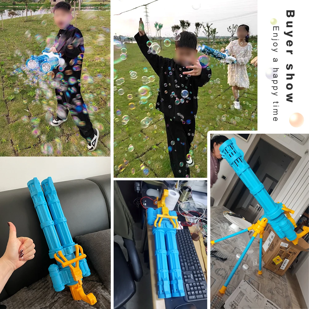 Double-tube Bubbles Machine Automatic Bubble Gun Rocket Outdoor Blowing Bubble Toys for Kids Water Pomperos Childrens Day Gifts 6