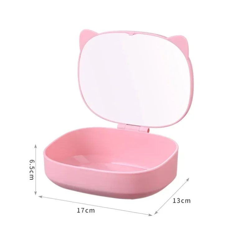 Portable 2 in 1 Folding Storage Box with Cosmetic Mirror Makeup Organizers Household Desktop Make Up Sundries Organization 6