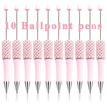 10 pezzi di penne con perline in plastica rosa assortite di penne con perline fai da te penna a sfera con inchiostro nero per studenti per bambini materiale scolastico per ufficio