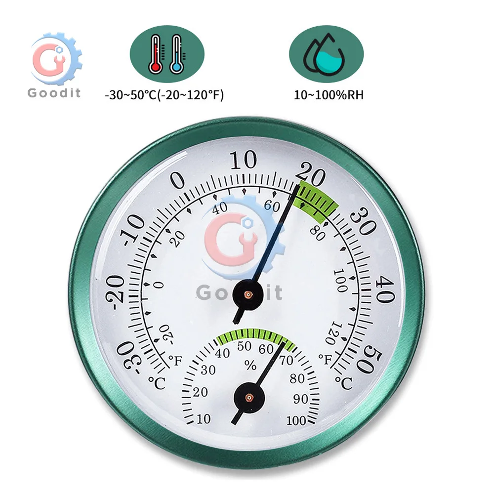 Thermometer Hygrometer 2-in-1 Stainless Steel Thermometer Hygrometer Wall-mounted Auto Measure Thermometer for Home Office Temperature Humidity Meter