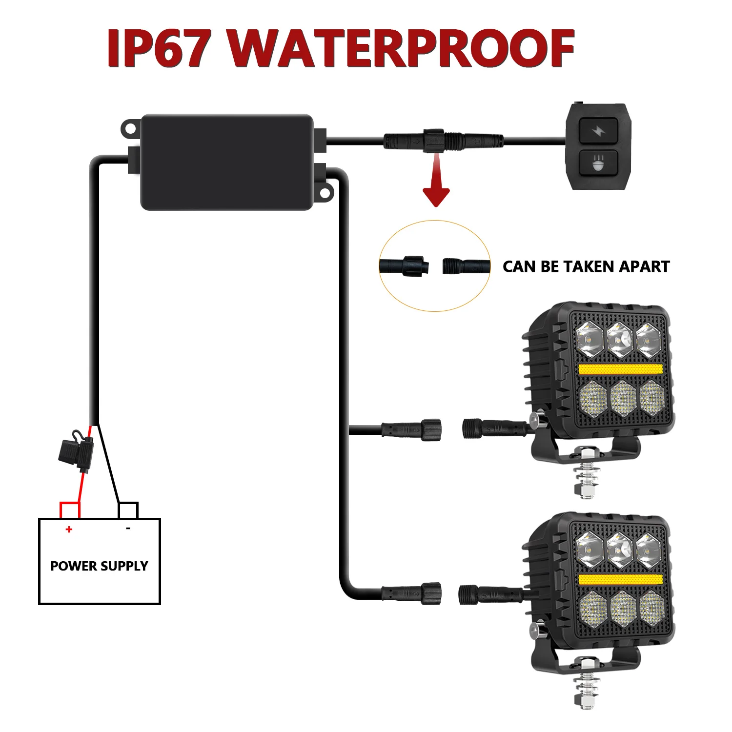 3Inch Work Fog Light Long Range Auxiliary Auto Fog Light Led Light Bar for Moto