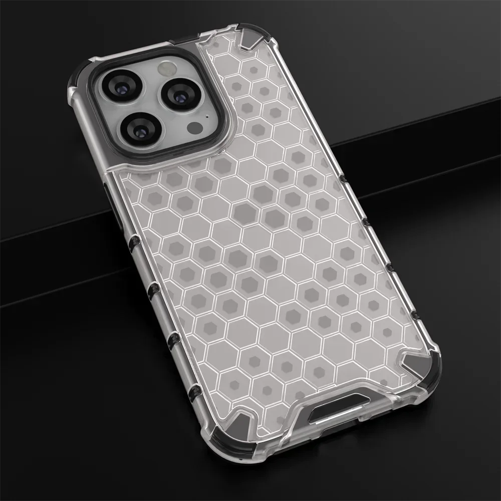 Honeycomb Shockproof Translucent Protective Phone Case