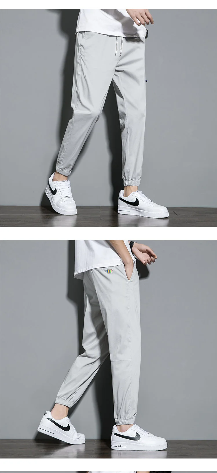 Description Picture 5 of itemSummer Thin Workwear Pants Men's Ice Silk Slim Fitting Sweatpants Trend Leggings Bundle Foot Casual Men Street Trousers