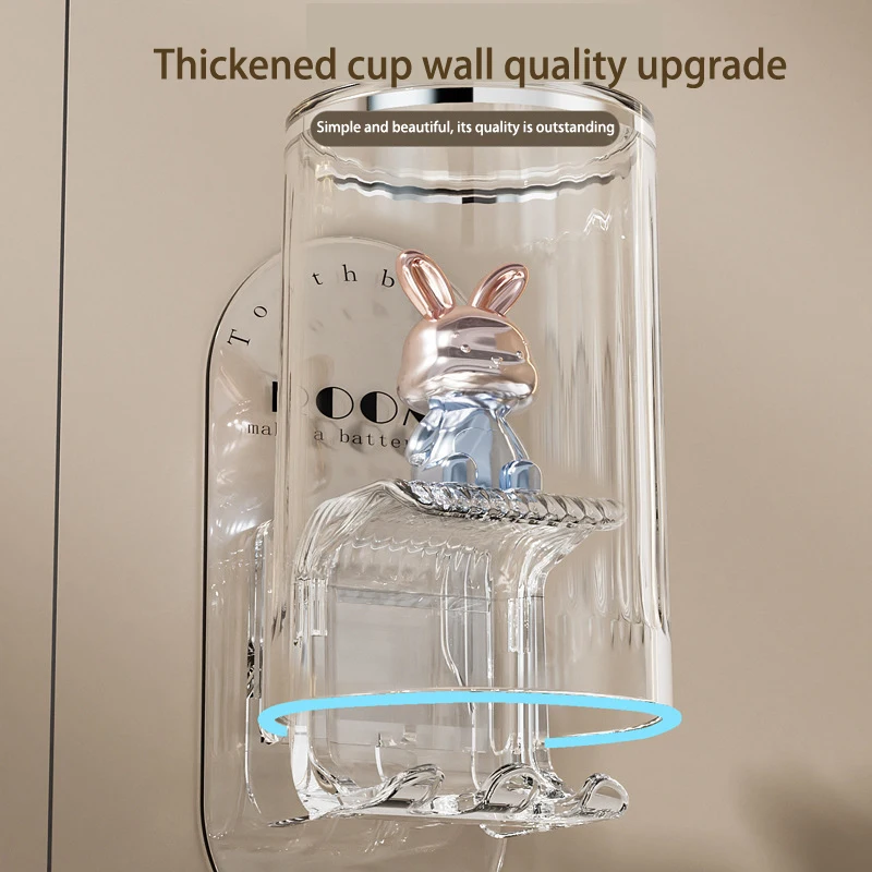 Cute Rabbit Wall-mounted Toothbrush Holder For Bathroom_voghion.com