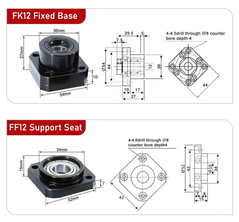 SFU1604/1605/1610 Kugelumlaufspindel gerollt C7 mit bearbeitetem Ende 150–1150 mm + DSG16H-Gehäuse + BKBF/EKEF/FKFF12-Endhalterung + Kupplung D25L30 – Detail 11