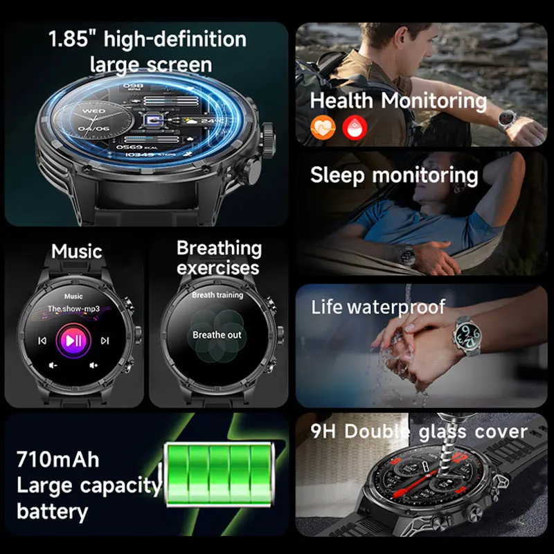 North Edge 1 85' Hd Display Smart Watch Men 710mah Large Battery Sports Fitness Tracker Heart Monitor Smartwatch For Ios Android, Alina Gadgets