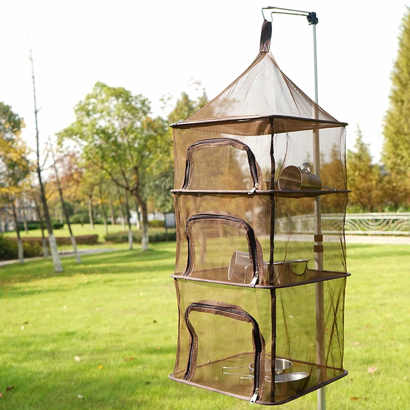 Outdoor Folding Drying Net Multi-functional Storage Basket Fruit Vegetable Herb Fish Hanging Mesh Camping Tableware Drying Rack 1