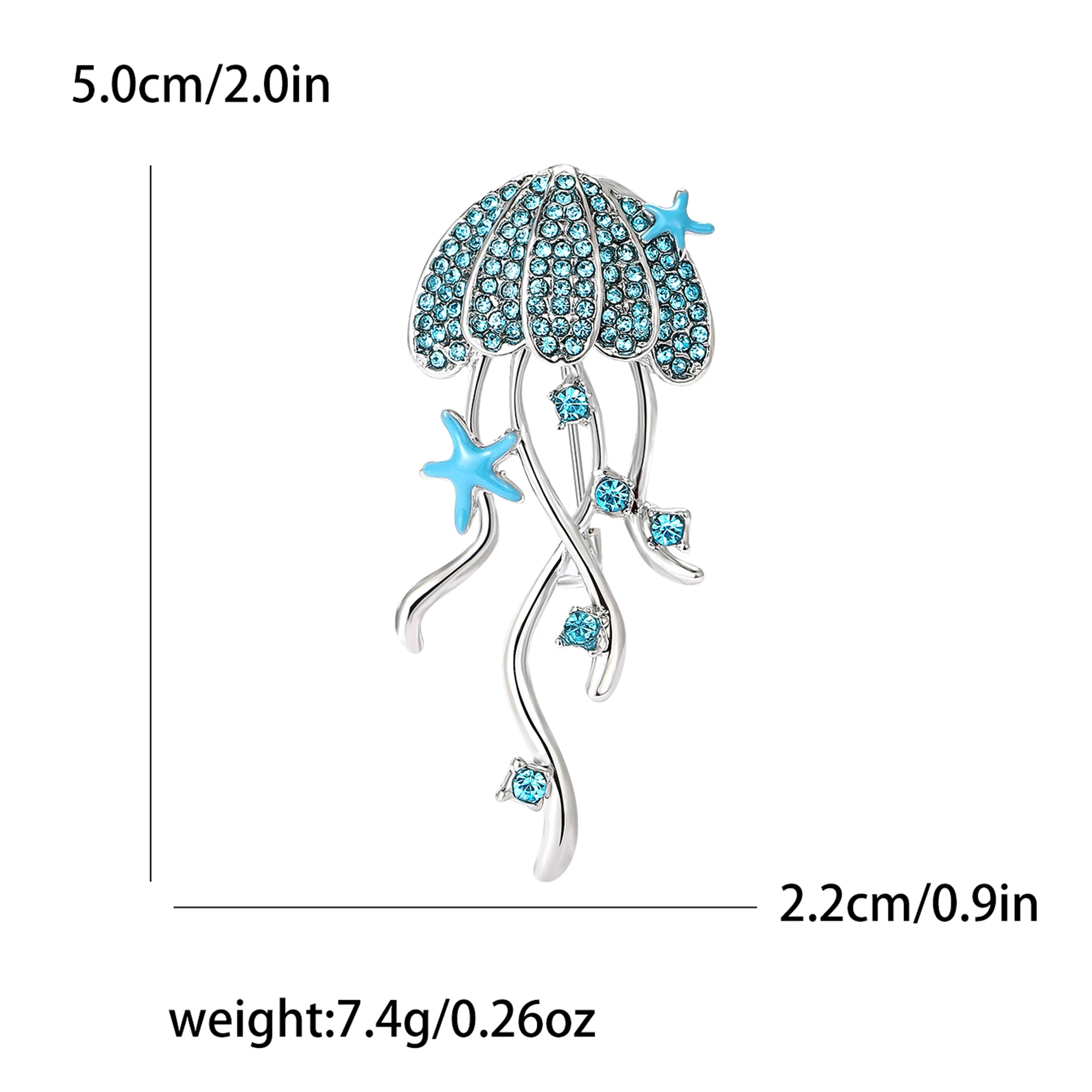 دبابيس جميلة على شكل قنديل البحر من حجر الراين للن...
