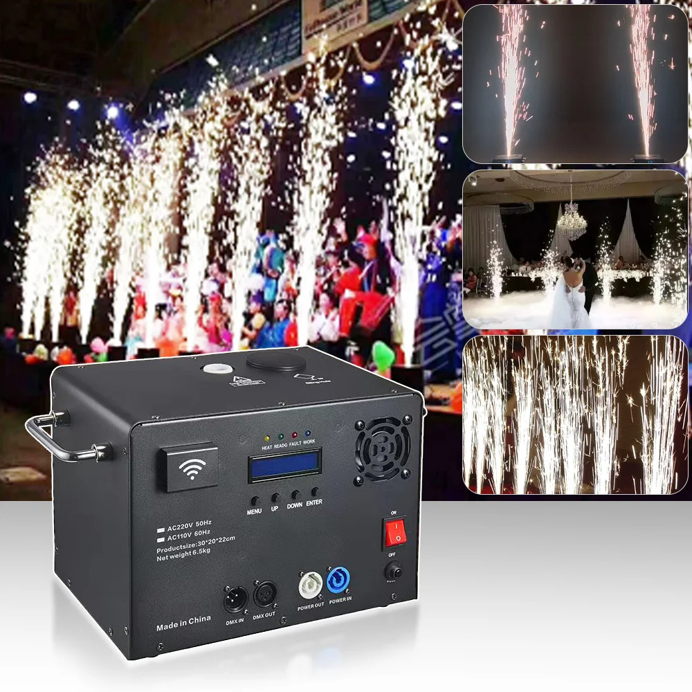 Nuovo 650W Riscaldamento Elettromagnetico Spark Machine Remote Fireworks Fountain Spark Stage Sparkular Effect Equipment Party Wedding
