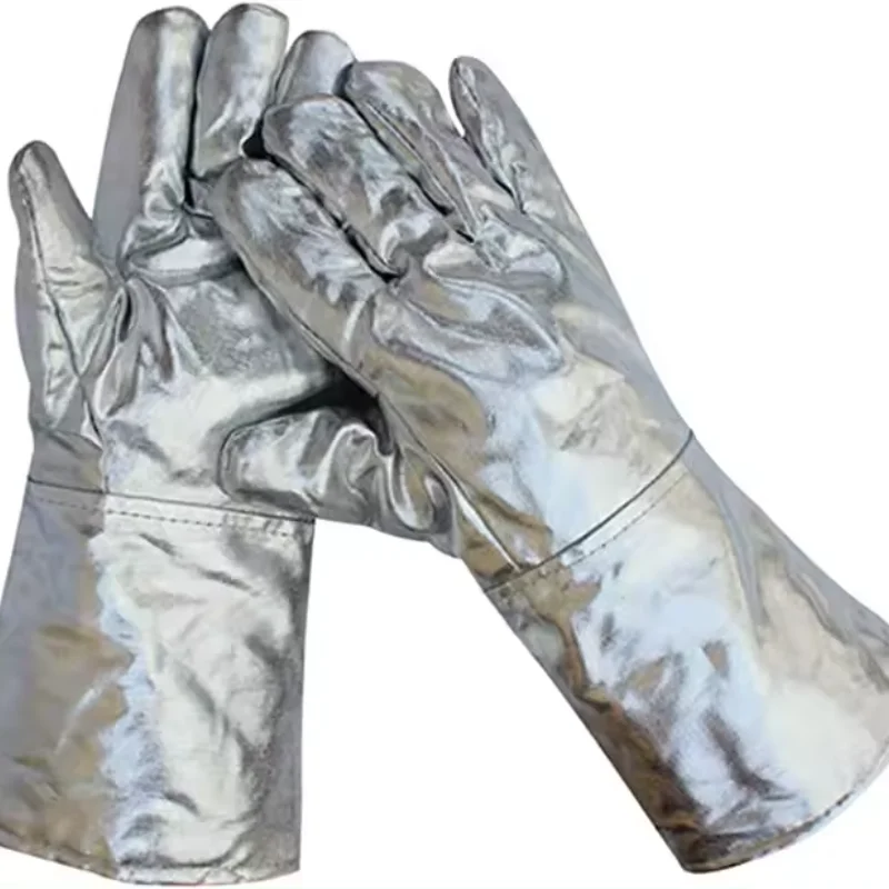 High Temperature Aramid Aluminized Glove Heat Resistant Firefighting Welding Safety Work Gloves Insulation Aluminum Foil Gloves