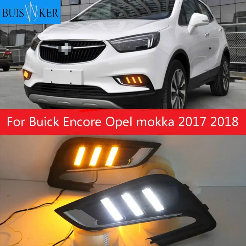 

2 шт. светодиодный для Buick Encore Opel mokka 2017 2018 вождения DRL дневные ходовые огни светильник противотуманная фара реле светодиодный DRL Дневной светильник s