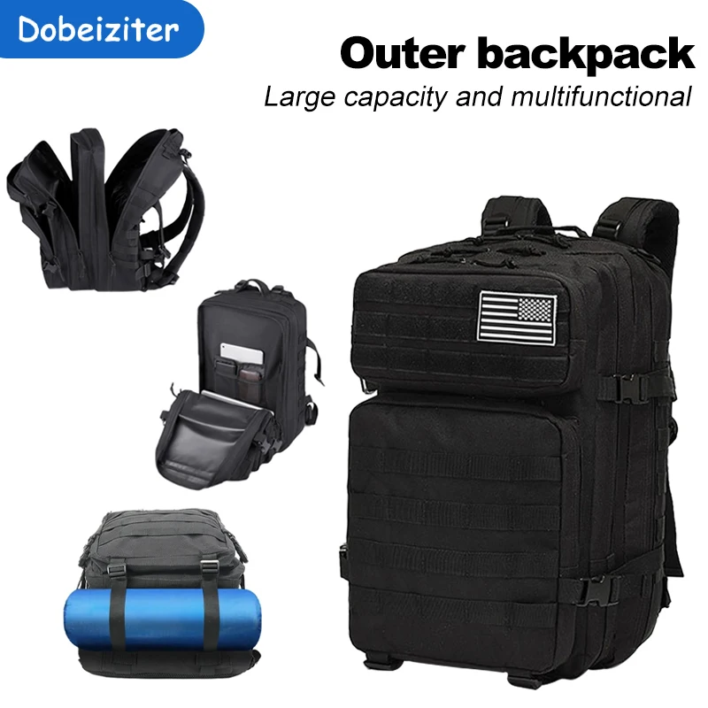 

Camping Hunting Backpack Men Women Military Tactical Rucksack 3p Army Molle Assault Bag Waterproof Travel Hiking Bags 45L
