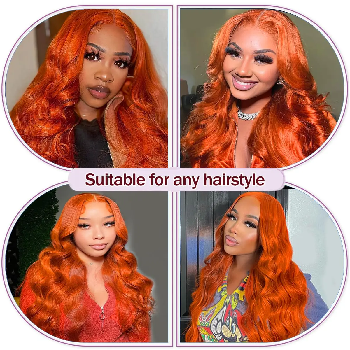 30 Inch Ginger Orange 13x4 HD Lace Frontal Wig Human Hair Pre Plucked 250% Body Wave Human Hair Lace Front Wigs for Women
